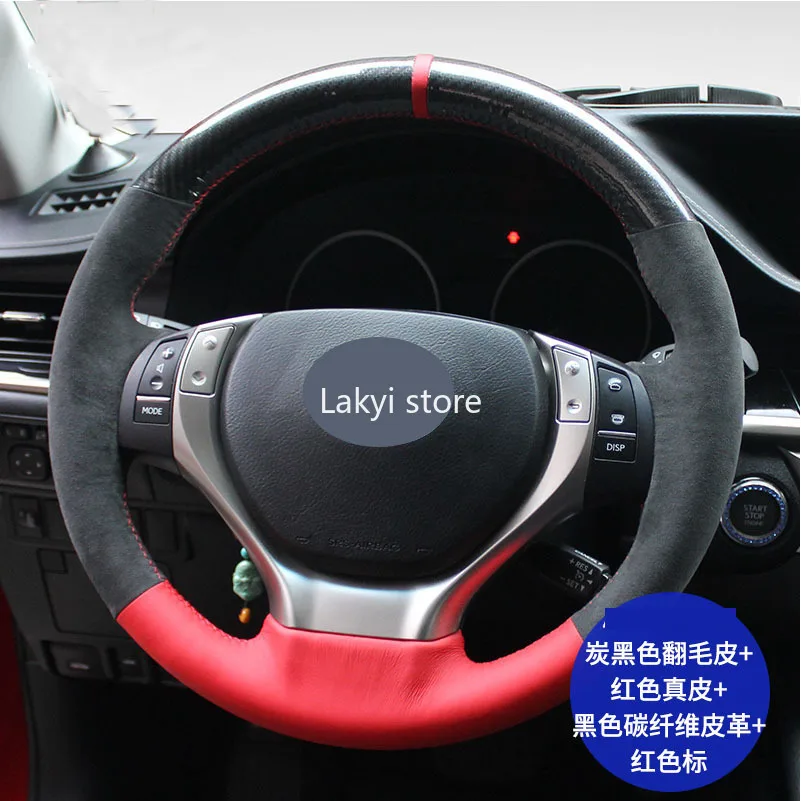 

DIY Manual Sewing Black No-Smell Soft Turn Fur Car Steering Wheel Cover for Lexus ES300 NX RX450 IS200 GS 15inch 38cm