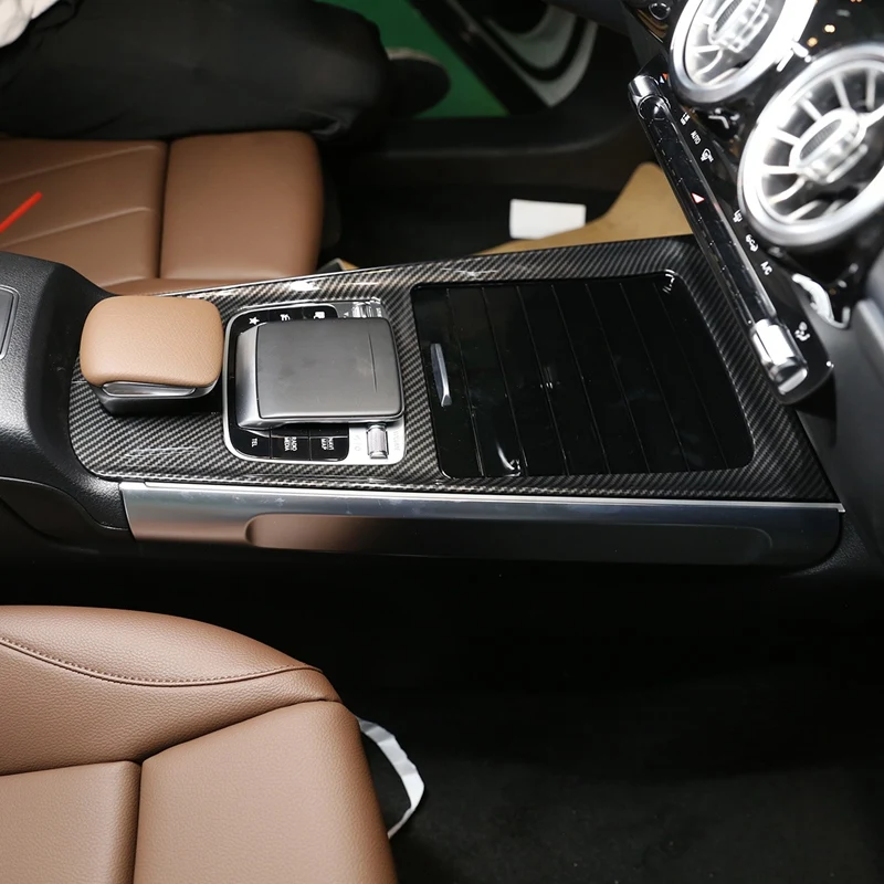 

for Mercedes Benz GLA Class H247 2020-2021 Carbon Fiber Style Central Gear Shift Water Cup Holder Panel Cover Trim