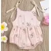 

Newborn Baby Girls Summer Sleeveless Romper Baby Girls Tie-up Plant Pattern U-shaped Neck Bodysui 0-24M