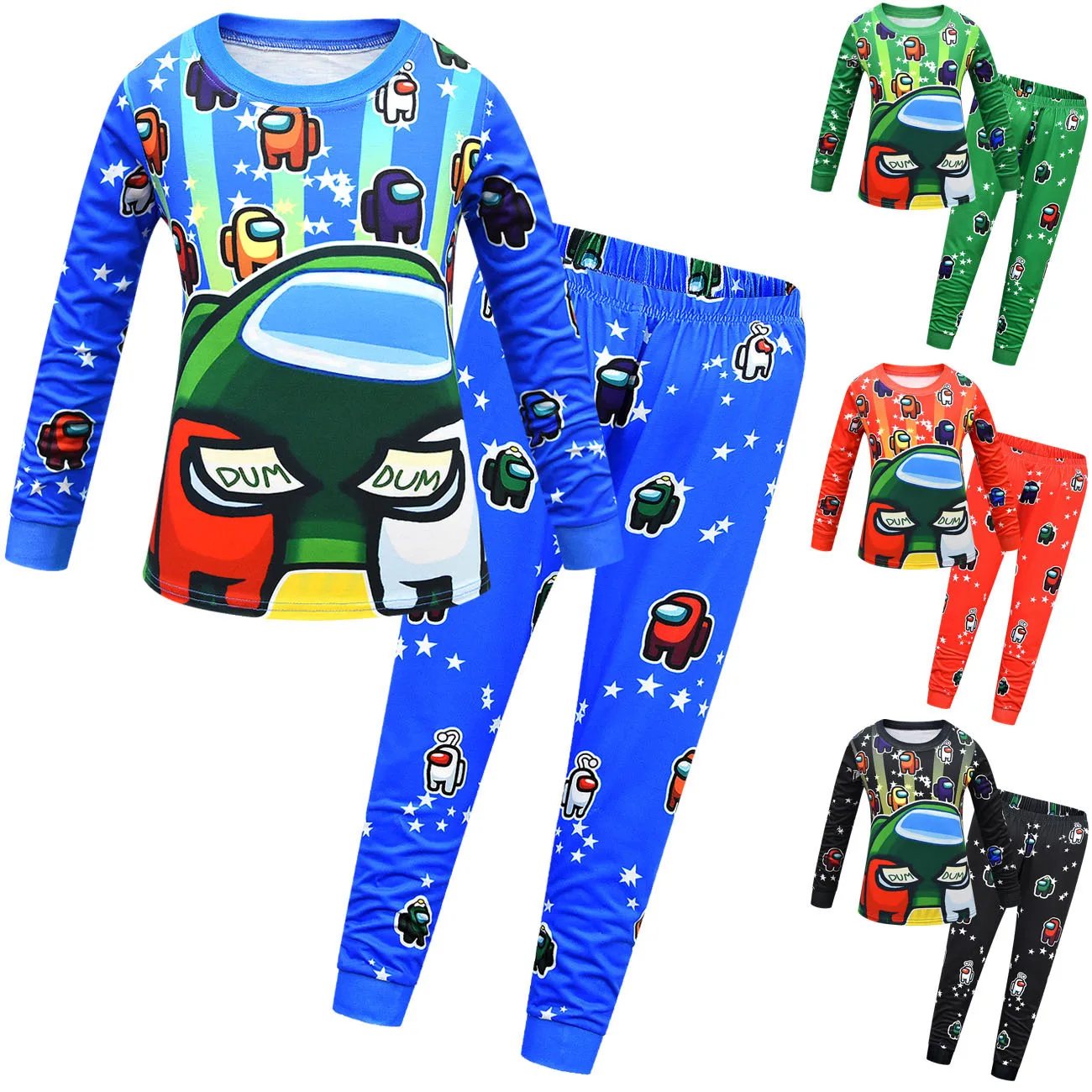 

Girls Boys Spaceman Game Cartoon Character Shirt Pants Kids Pajamas Halloween Cosplay Costumes Party Role Play Dress Up Outfit
