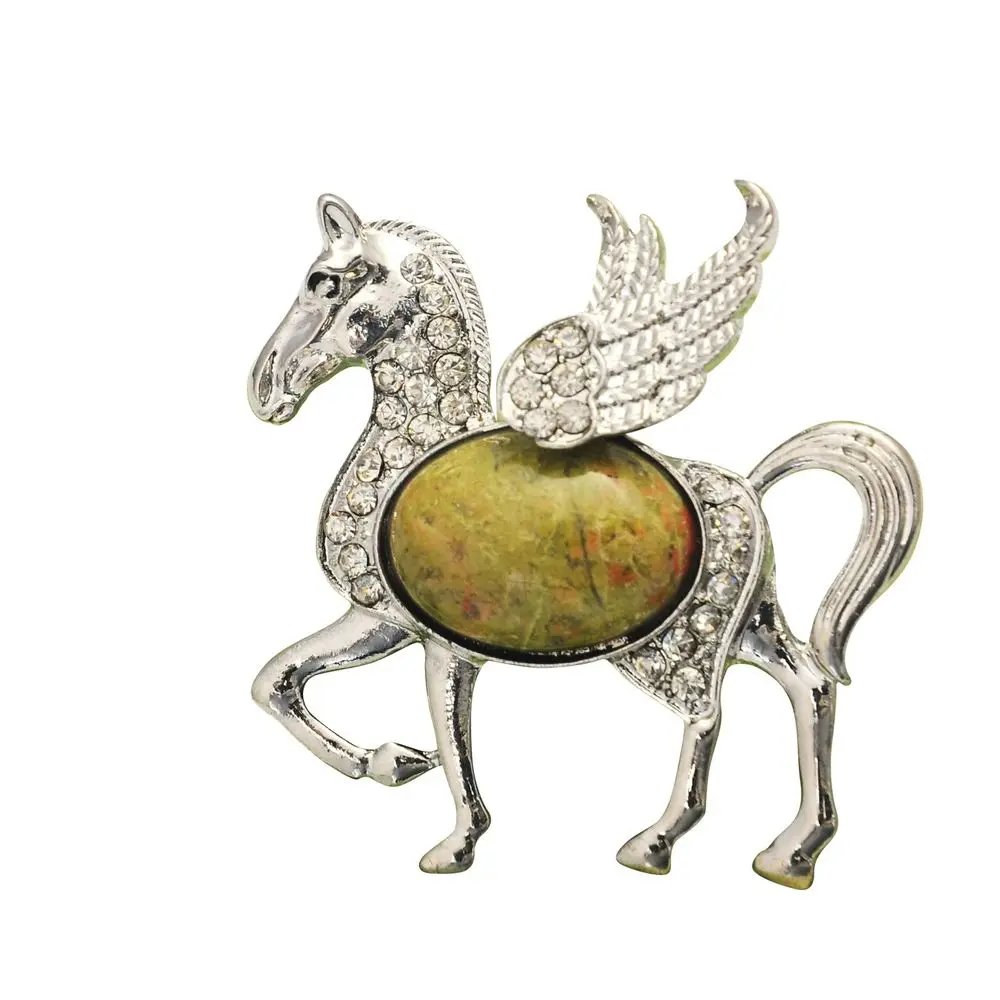 Женский кулон в виде единорога с кристаллами и крыльями лошади чакра для йоги