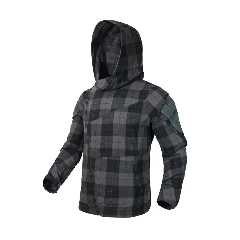 Мужская толстовка с капюшоном тактическая клетчатая куртка на молнии 2019|acu