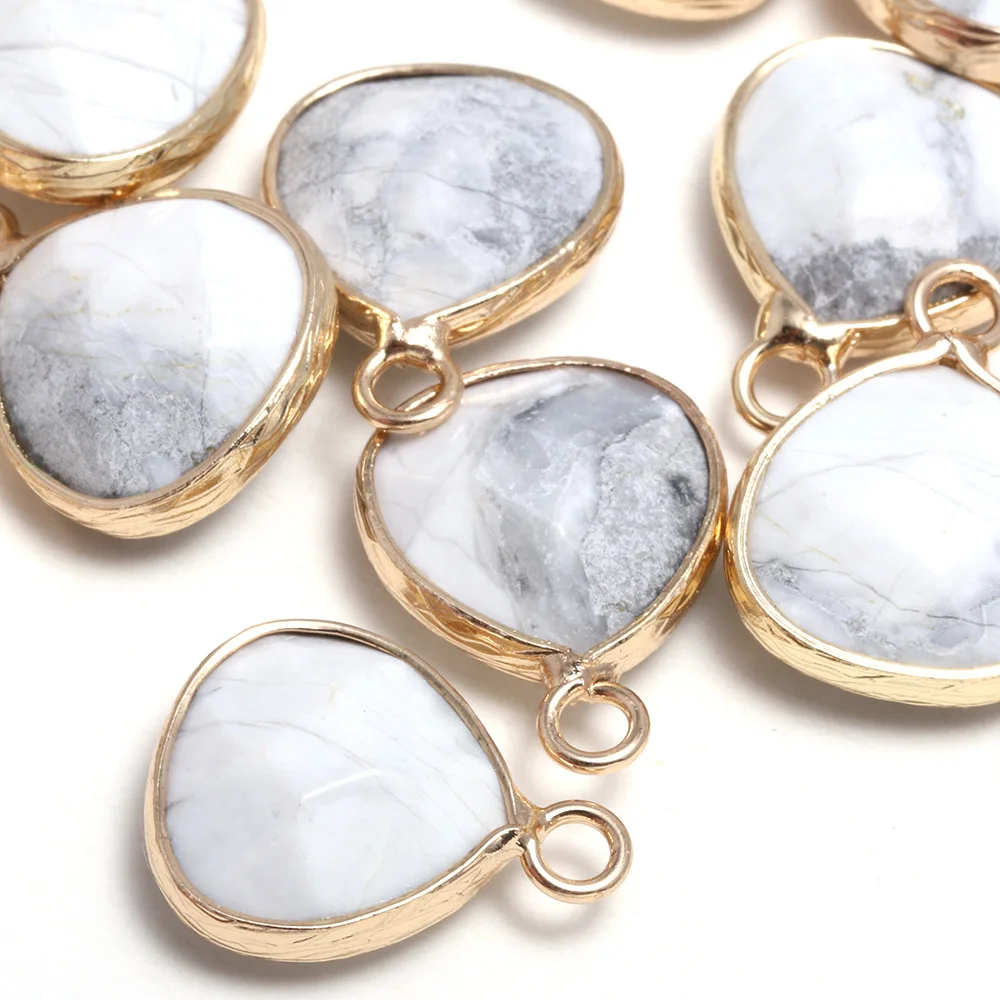 

3pcs Natural Stone Pendants Water Drop Shape White Turquoises Faceted Charms for Handmade Necklace DIY Jewelry Making 13x18mm