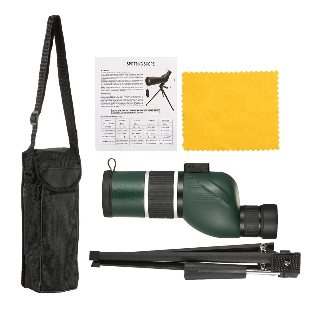 eyebre 12-36x50 Straight/Angled Spotting Scope with Tripod Portable Hunting Monocular Telescope Carry Bag for | Спорт и развлечения