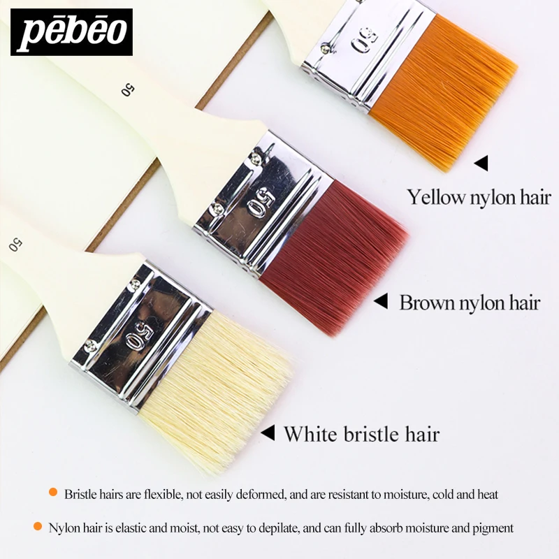 Pebeo Nylon/Bristle Scrubber/Board/Wall Brush 2/3pcs Gouache/Watercolor/Acrylic/Oil painting/Chinese Painting for Coloring | Канцтовары