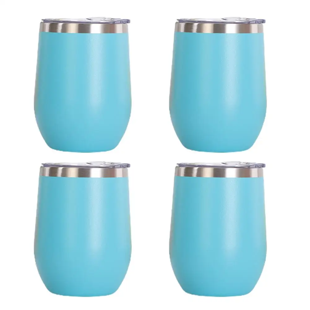 

4pcs 12oz Tumbler With Lid Straw Swig Egg Beer Cup Coffee Wine Tumblers Mugs Double Wall Vacuum Insulated Thermos Water Bottle