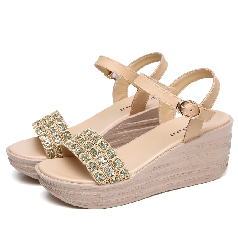 2019 г. летние женские босоножки на плоской подошве танкетке платформе сандалии с