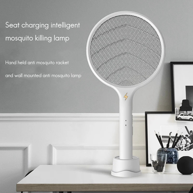 

Indoor & Outdoor Electric Fly Swatter, Rechargeable Mosquito Killer Racket for Home, Bedroom, Kitchen, Office