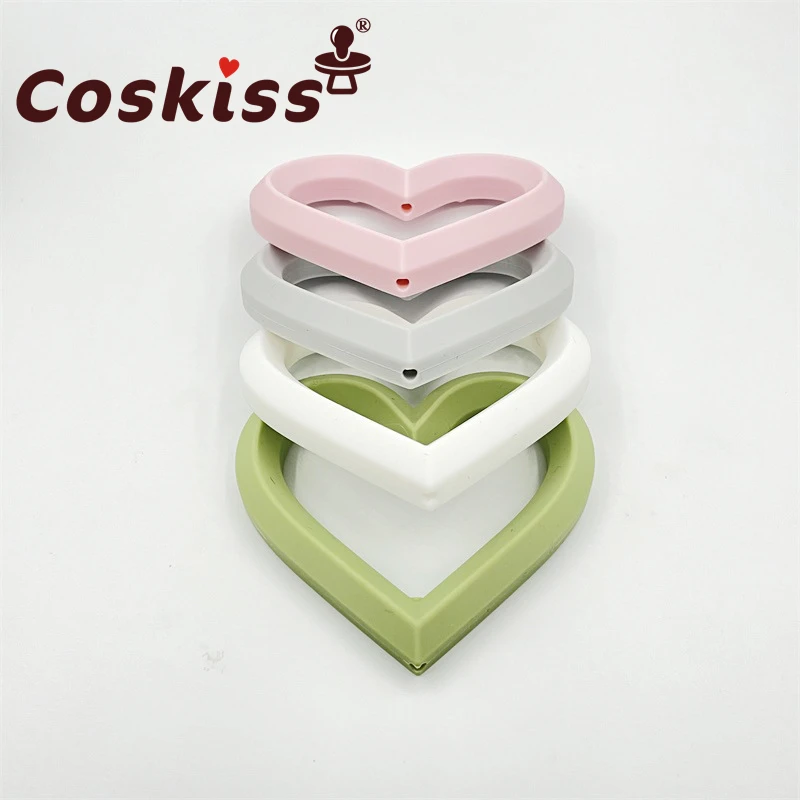 Coskiss Piece of Heart Silicone Beads BPA Free Baby Charm Teether Necklace Food Grade Silicone DIY Jewelry Making Accessories