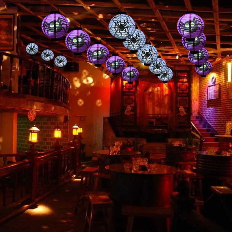 Хэллоуин украшение светодиодный бумажный тыква подвесной фонарь светильник