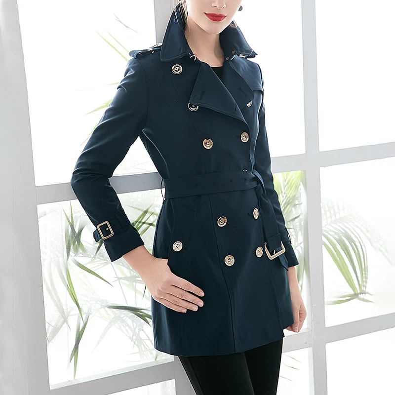 TWOTWINSTYLE Корейская Осенняя Женская ветровка с отворотным воротником и длинными рукавами с поясом Большие женские пальто мода OL Новинка