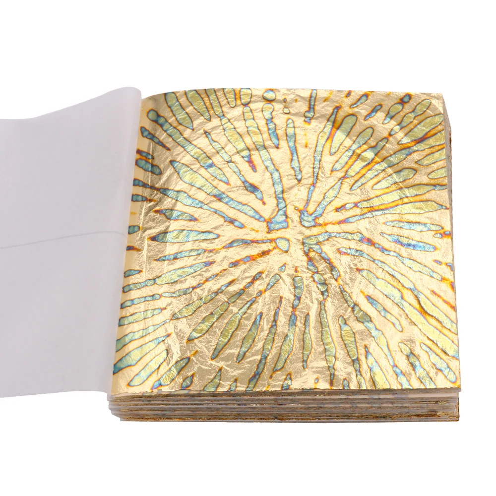 L&aacute;mina de oro variada de colores para decoraci&oacute;n de muebles, l&aacute;minas doradas de 14x14cm, hojas doradas de imitaci&oacute;n, 50 unidades-0
