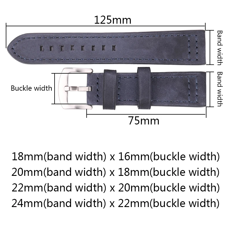 Cowhide Watchbands 18 20 22 24mm Women Men Quick Release For Samsung Gear S3 Genuine Leather Vintage Watch Band Strap