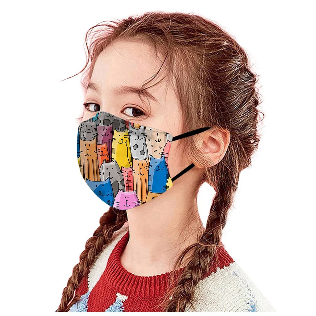 5 шт. Детская Хлопковая моющаяся Регулируемая Маска с мультипликационным принтом