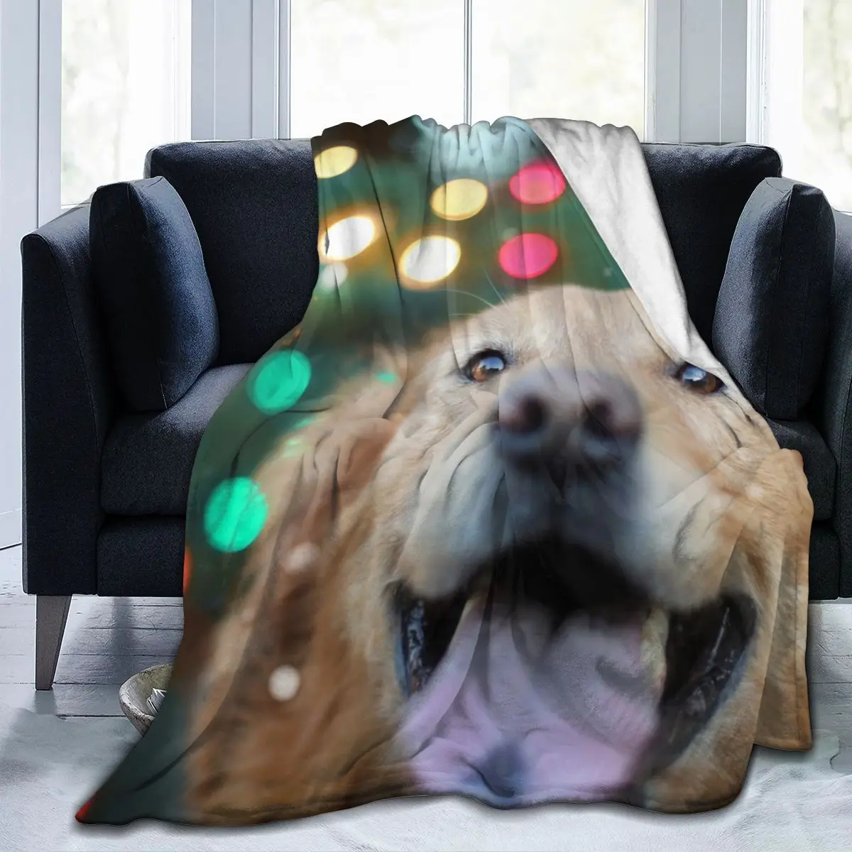 

animal 3D printing printed blanket bedspread blanket retro bedding square picnic wool soft blanket Dog