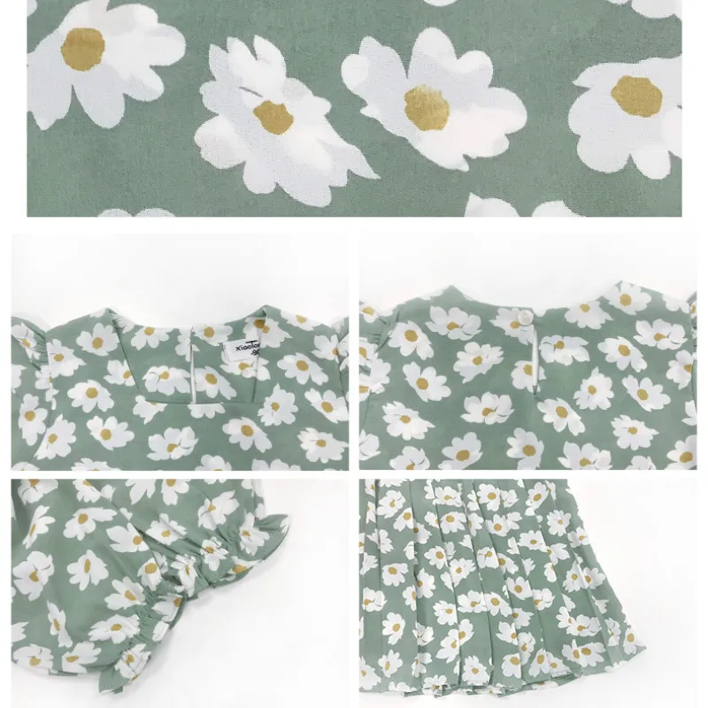 Детское платье для девочек 2020 осеннее Новое квадратное с воротником шифоновое