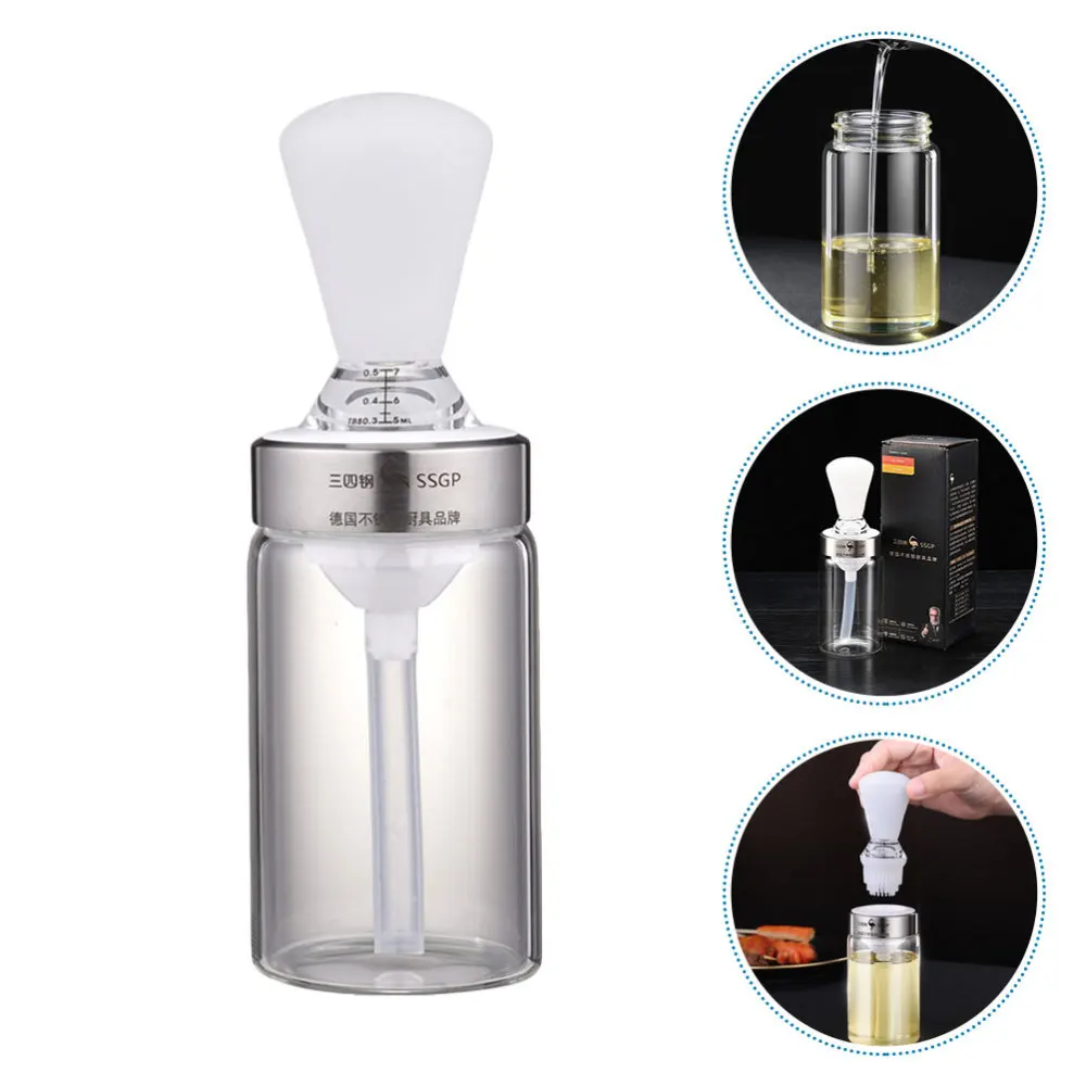 

1Pc Glass Concise Style Scale Output Controlling Oil Bottle BBQ Tool (White)