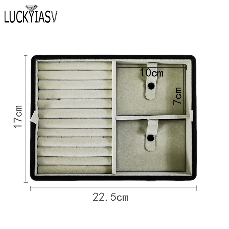 

Jewelry Display PU Leather 2Layers Jewelry Organizer Case Black Zipper Box Earrings Necklace Ring Makeup Travel Jewelry Hand Bag