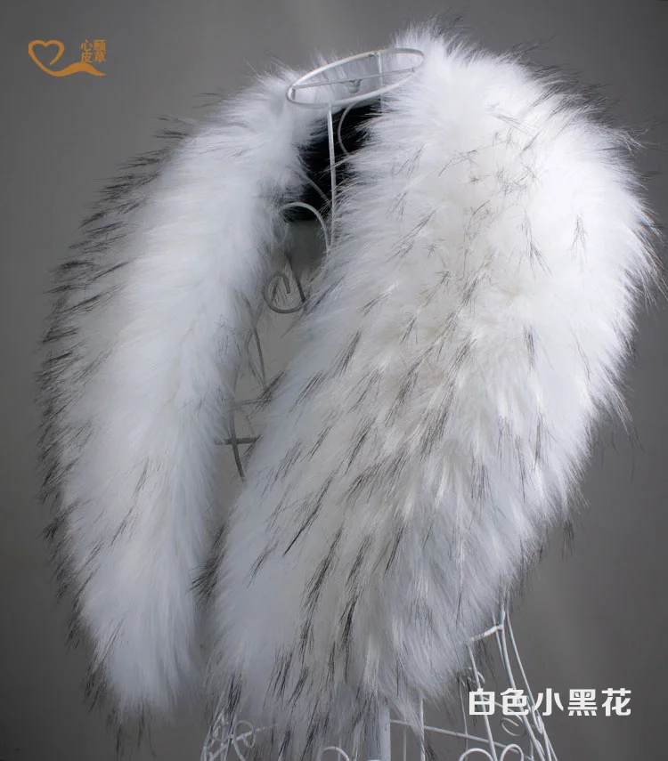 white with black Qearlstar воротник из искусственного лисьего меха для женщин и мужчин Детское пальто шарф куртка капюшон Теплый меховой Декор роскошный шаль шарфы многоцветный ZKG04 - Цвет: white with black
