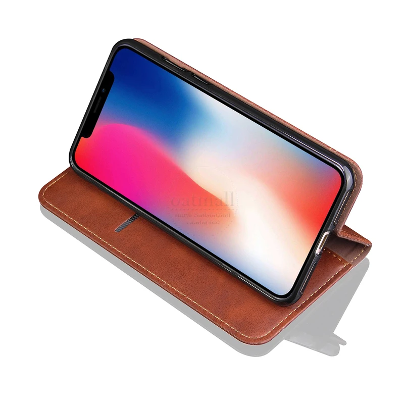 Роскошный тонкий кожаный флип чехол в стиле ретро для iPhone X XR Xs Max бумажник с