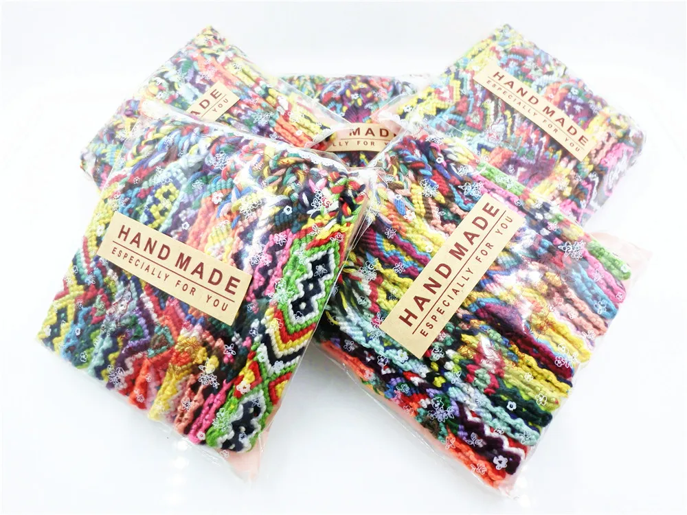AMIU 12pcs Bohemian Weave Cotton Friendship Bracelet Brazilian Woven Rope String Handmade Bracelets Packing Sets For Women Men | Украшения