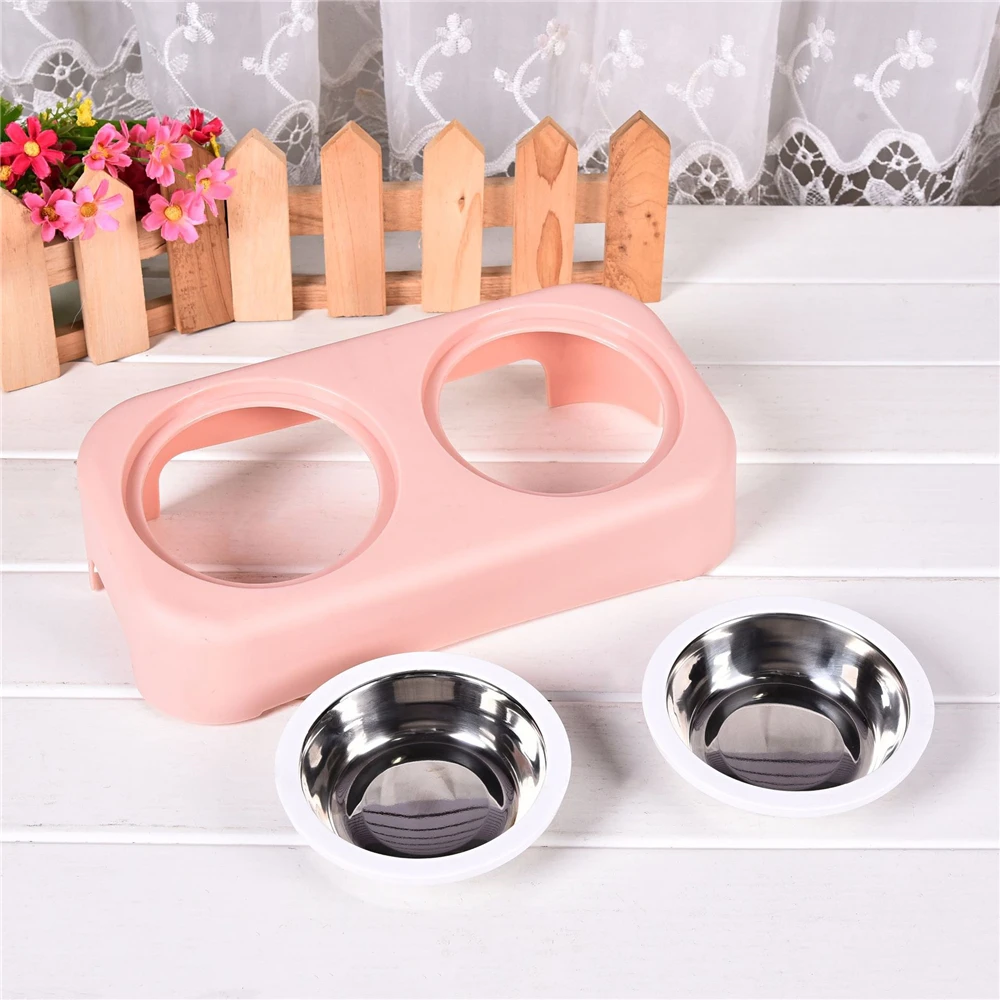 Нескользящая двойная миска для домашнего животного собака Бытовая Пищевая чаша