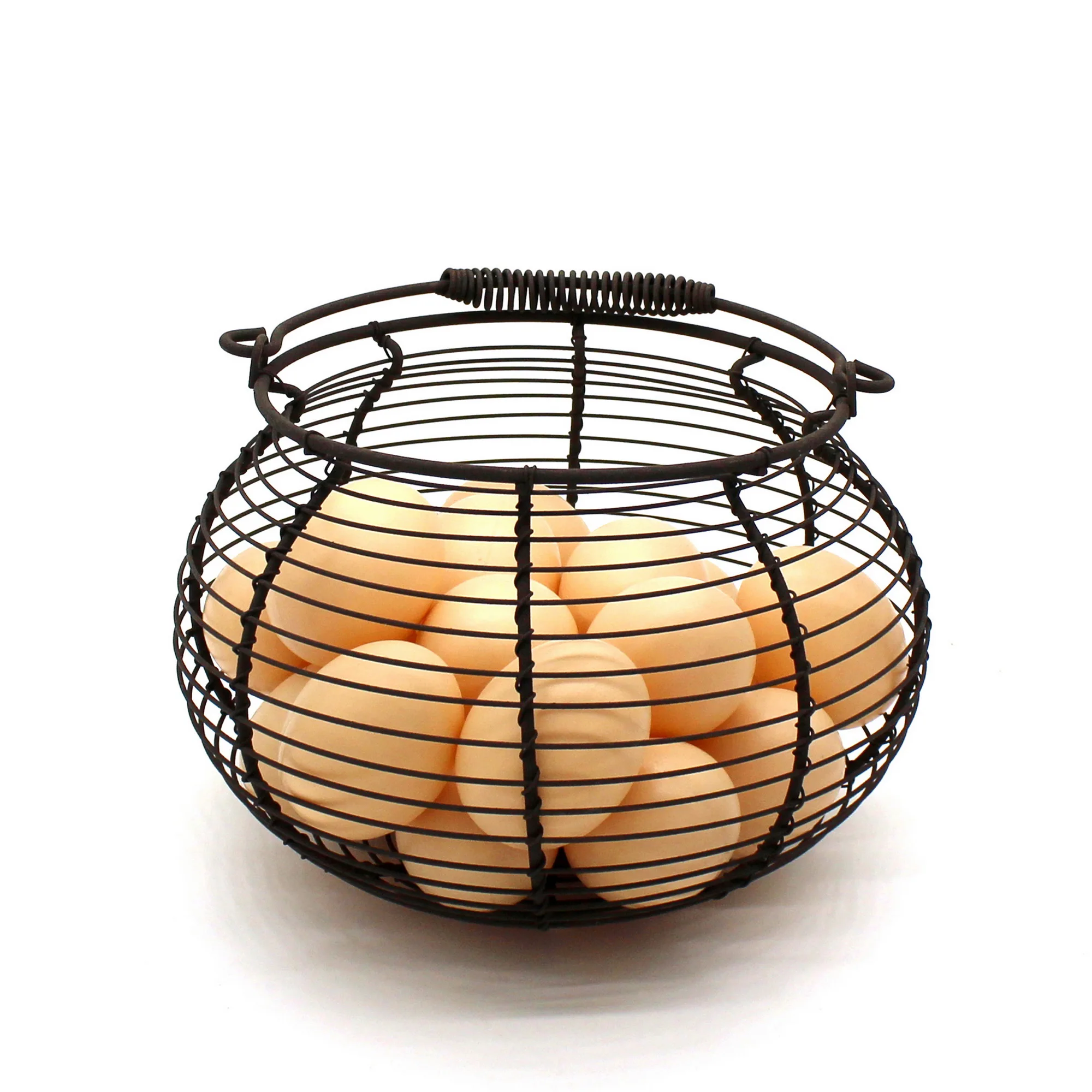 Деревенская проволочная корзина для яиц с ручкой купания винтажная сбора яиц.