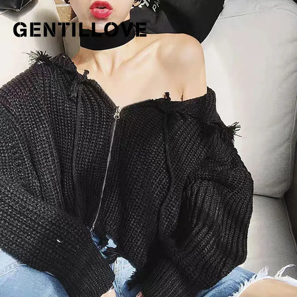 Gentillove элегантный свитер с рукавами летучая мышь пальто винтажное Harajuku