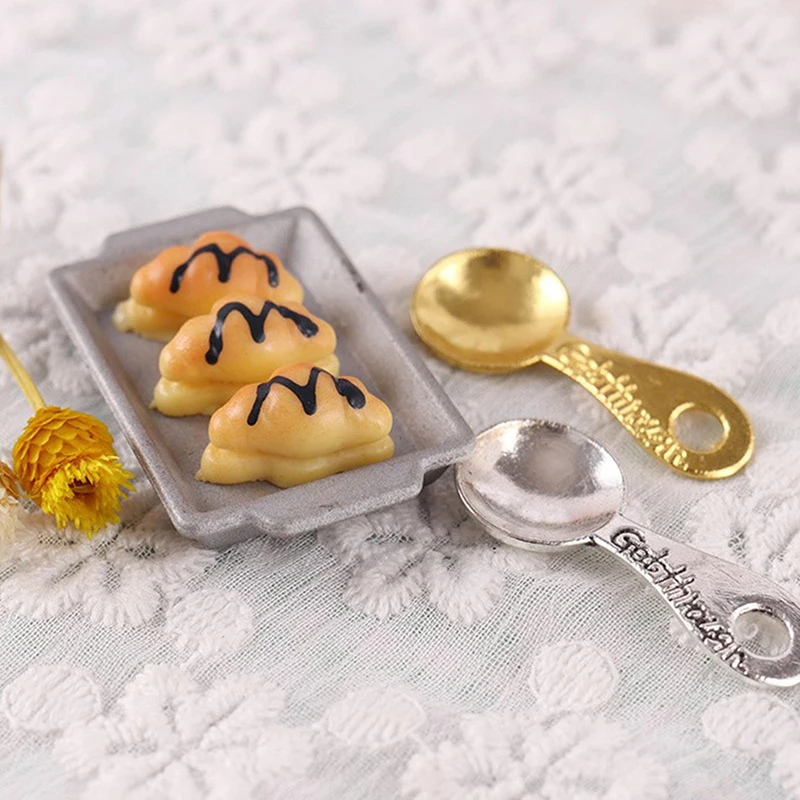 

Mini Kitchen Sweetmeat Soup Spoon Model 1:6 Doll House Tableware Diy Decoration