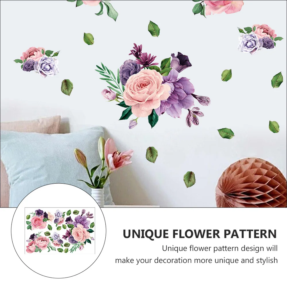

2 Sheets Peony Flower Wall Sticker Home Bedroom Living Room Bathroom Decals