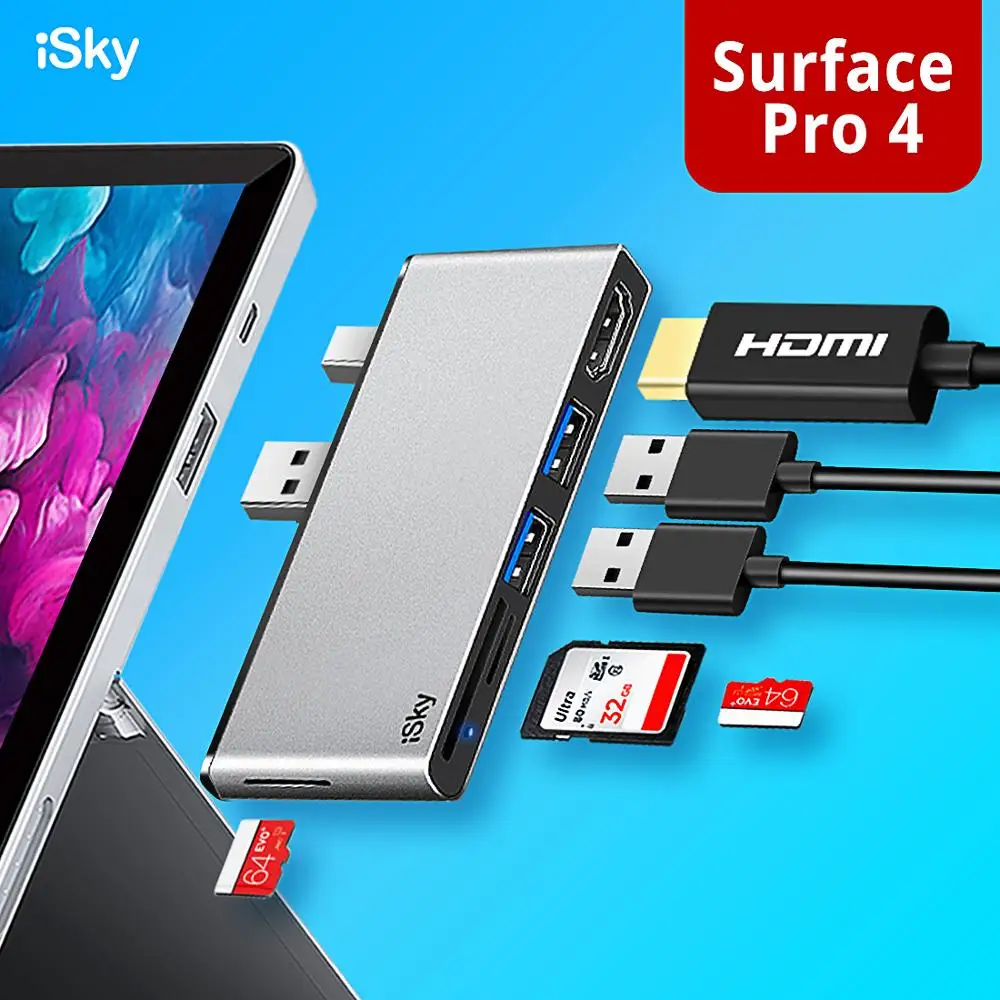 ISky для Microsoft Surface usb хаб Pro4 Dock Hub Display HDMI SD TF USB3.0 Внешний порт Expansion Pro 34567|Док-станции