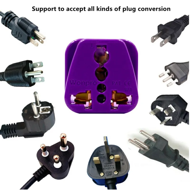 2 IN 1 - Universal to US Canada Thailand Plug Adapter AC250V 10A Convert World Wonpro WADB-5 | Electrical Sockets