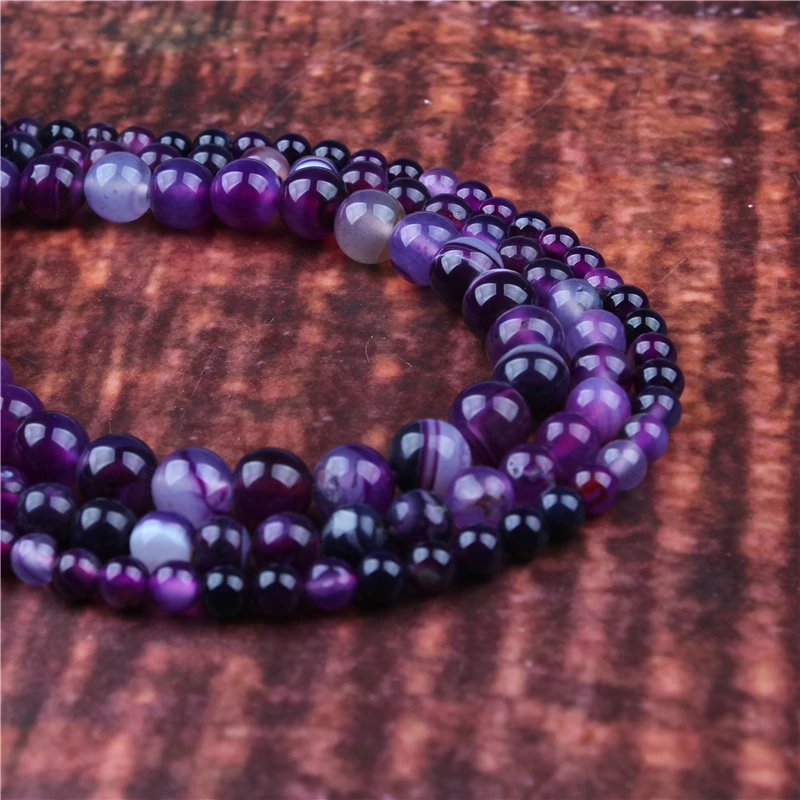 

Fashion jewelry 4/6/8/10/12mm Purple Striped Agate, suitable for making jewelry DIY bracelet necklace