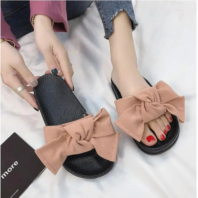 

2020 New fund bowknot woman slipper summer woman is recreational woman flat shoe fashionable and beautiful girl fan cool slipper