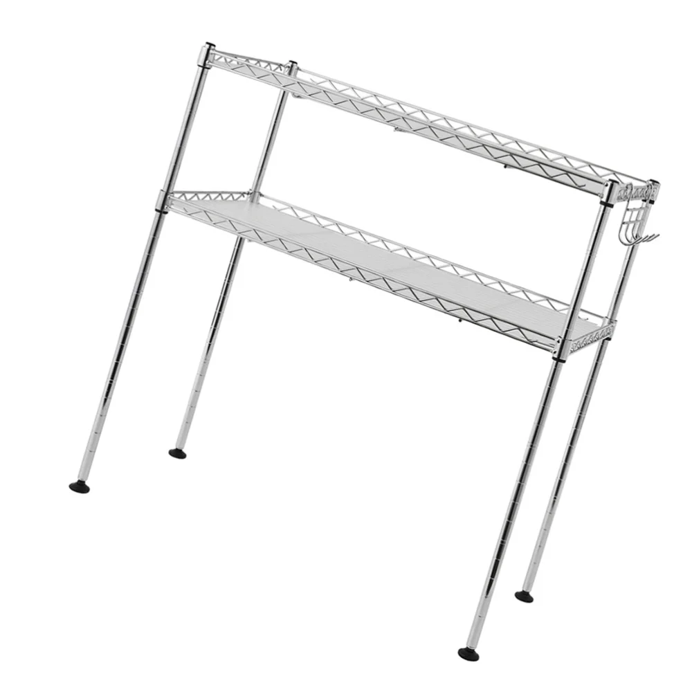 

2 Tier Plating Microwave Oven Rack Storage Shelf Kitchen Rack Storage Cart