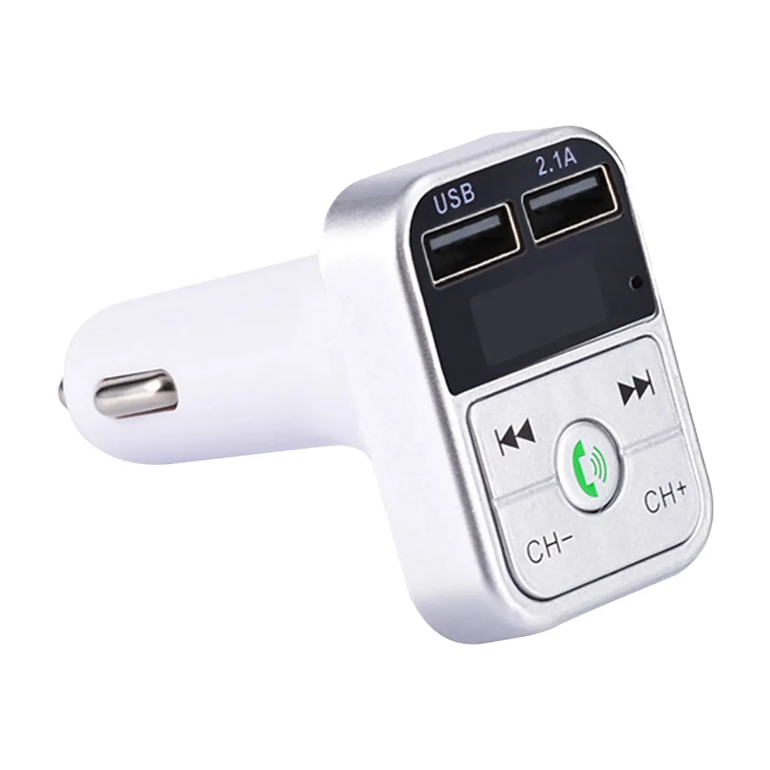 Серебристый Автомобильный Bluetooth fm-передатчик, беспроводной приемник, Автомобильный светодиодный MP3-плеер 2.1A, двойное USB быстрое зарядное устройство, автомобильные аксессуары - Название цвета: Серебристый