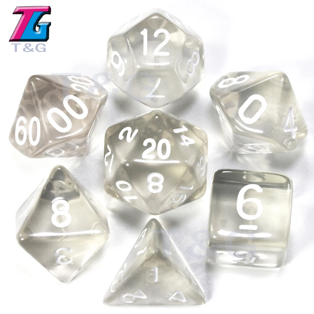 7 шт./компл. T& g многогранник Dados D& D кости с эффект мраморной поверхности, прозрачный D4 D6 D8 D10 D10% D12 D20 игральные кости