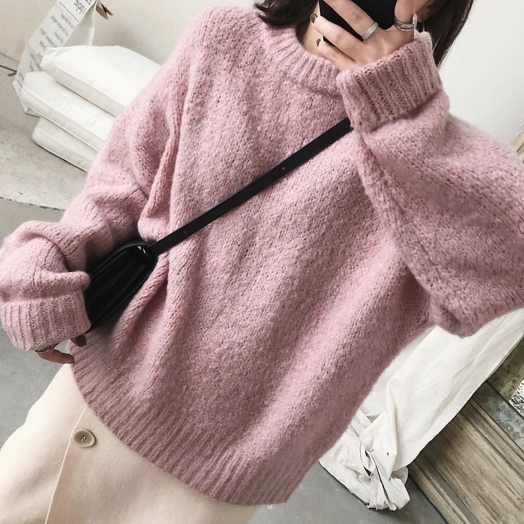 Женская одежда в новом стиле на осень и зиму свободный свитер с круглым вырезом