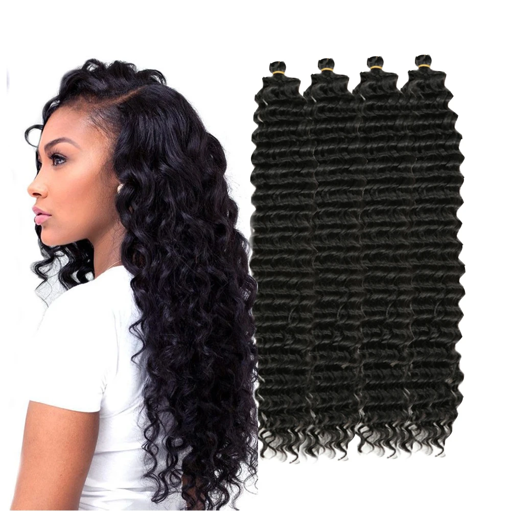 

22 Inch Long Deep Wave Twist Crochet Hair Natural Synthetic Crochet Braids Ombre Braiding Hair Extensions For Black Women