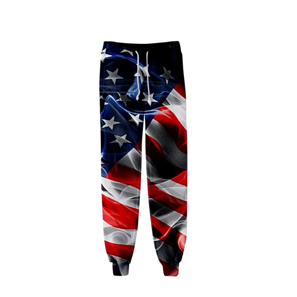 Pantalones de chándal con estampado 3D de la bandera nacional de EE. UU. Para hombre y mujer, ropa de calle, informal, gran oferta
