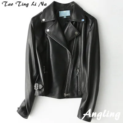 

2020 Women Spring Genuine Real Sheep Leather Jacket H35