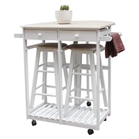 fch foldable with wooden handle semicircle dining cart with round stools kitchen trolley cart dining kitchen bathroom organizer