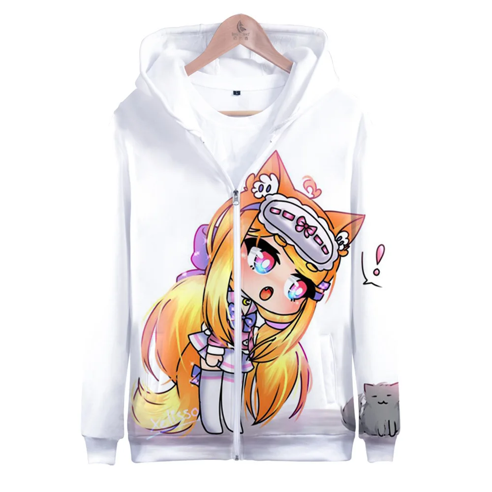 2020 3D Print Gacha Life Men/Women Zipper Hoodies Game Fashion Sweatshirt Long Sleeve Coat Fashion  Zipper Hooded Clothes