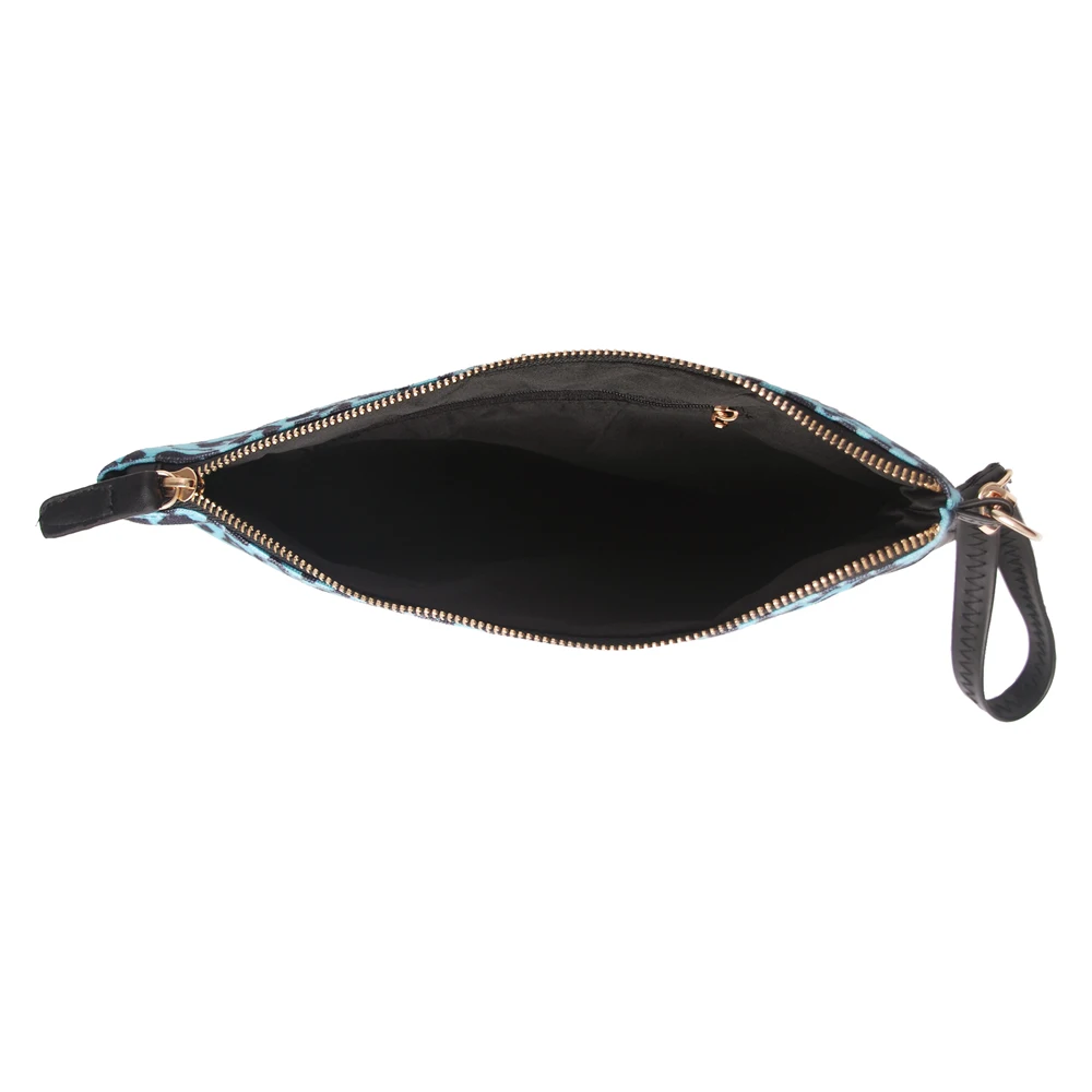 Оптовая Продажа Бирюзовый Леопардовый клатч Аква принт браслет мешок холст