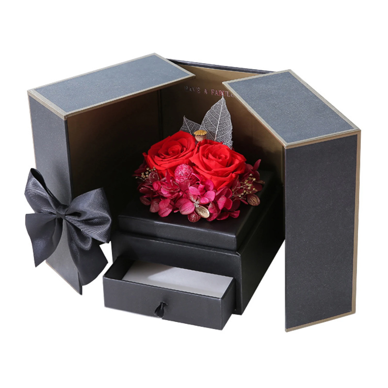 

Surprise Box for Valentines Eternal Rose & Artificial Rose Handmade Preserved Rose in Gift Box for Rings, Necklaces Creative