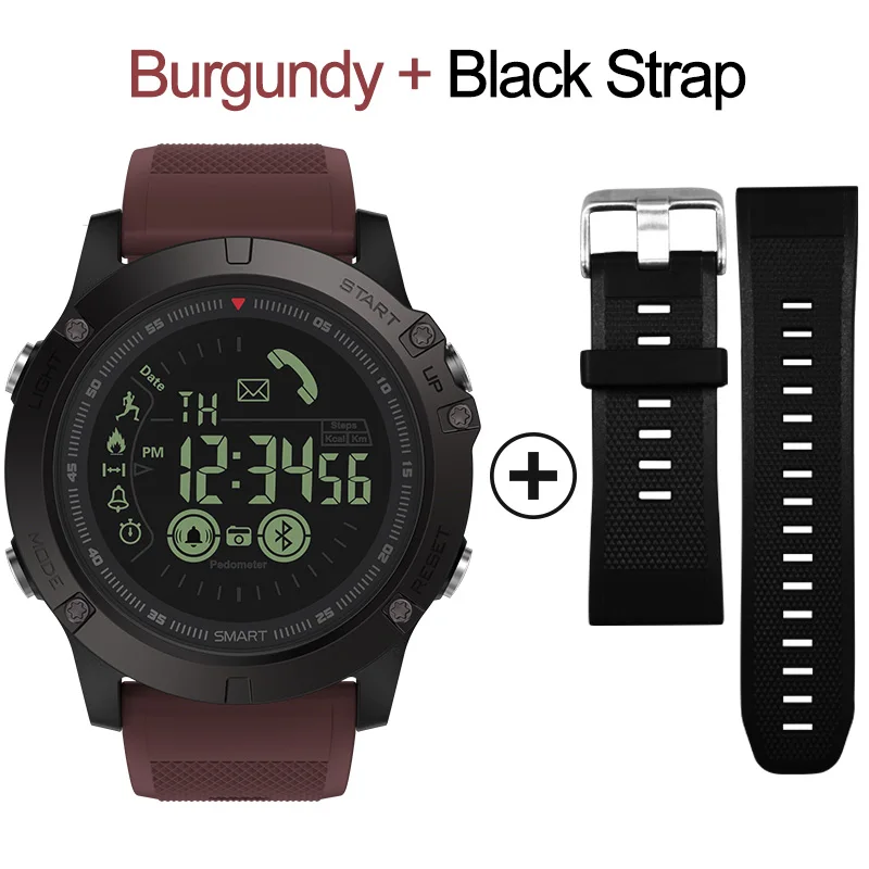 BurgundyBlack Оригинальные спортивные Смарт-часы Zeblaze VIBE 3, 33 месяца, время ожидания, 24 часа, всепогодный мониторинг, Смарт-часы для IOS и Android - Цвет: BurgundyBlack