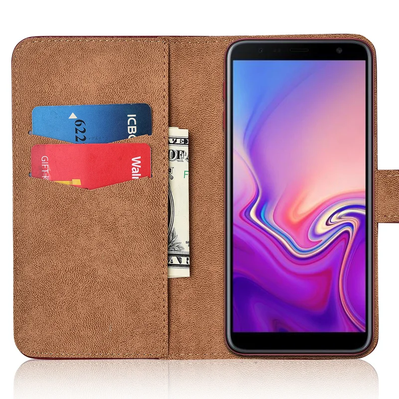 Милый чехол для Samsung Галактики J6 + 2018 J610 J610F SM Чехол бумажник с мультипликационным
