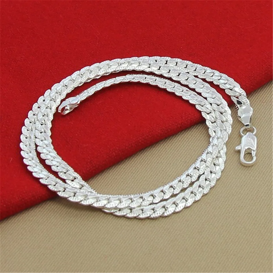 

2021 New 925 Sterling Silver 6mm Sideways Chain Necklace for Women Men Jewelry Snake Chain Necklace