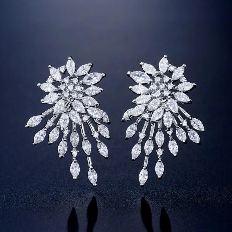 White Gold Color UILZ классические серьги-гвоздики с кубическим цирконием для женщин, свадебные серьги, свадебные украшения для невесты, подружки невесты, выпускного вечера UE544 - Окраска металла: White Gold Color