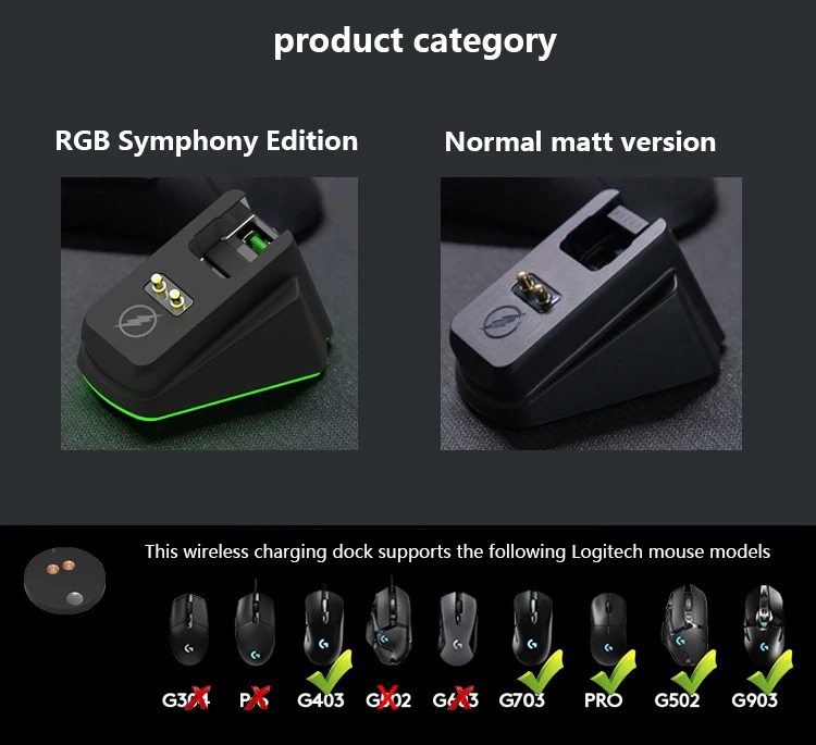 Cargador inal&aacute;mbrico para rat&oacute;n de videojuegos, base de carga para Logitech G403, G502, G703, G903 HERO, G PRO Wireless, G PRO X, superligero-5